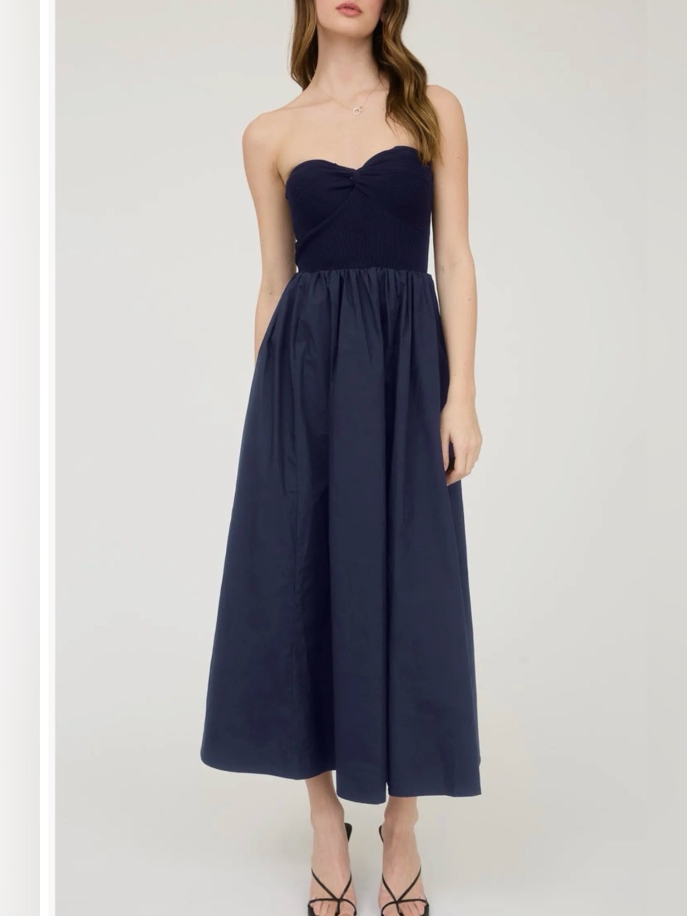 Blu Pepper Mixed Media Strapless Midi Dress